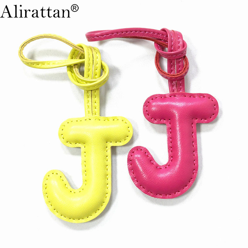 Monogram Keychain Leather - Aksesoris Gantungan Kunci Huruf J Tren