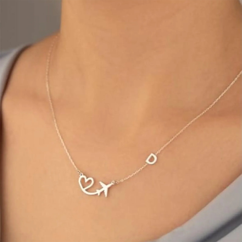 Kalung Liontin Inisial Pesawat - Name Necklace Custom ulasan dan harga